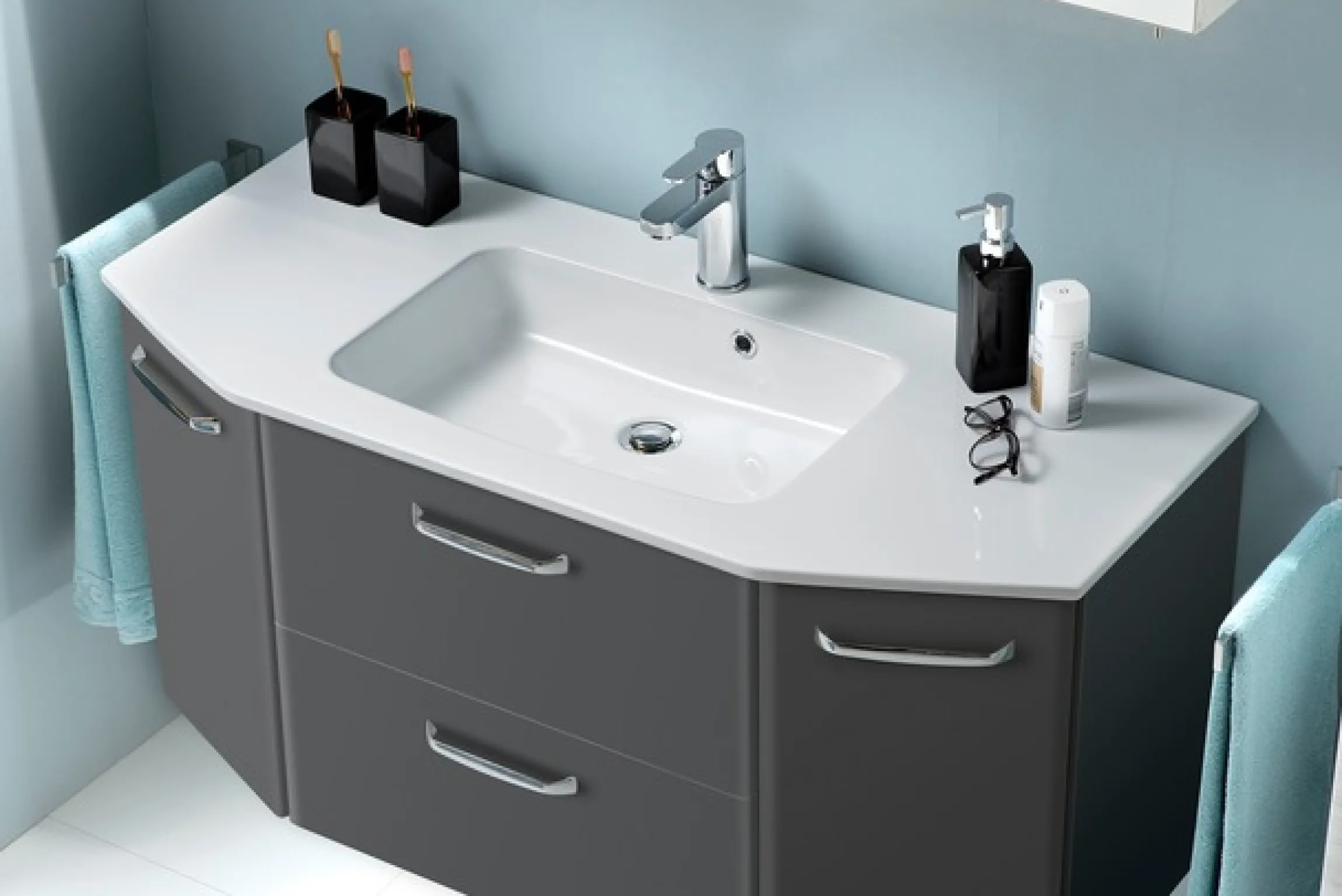 Saphir Badmöbel-Set »Quickset 327 2-teilig, Waschplatz und LED-Spiegelschrank« Set, 2 Stk. tlg.