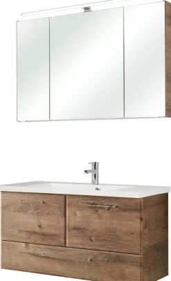 Saphir Badmöbel-Set »Quickset 943 2-teilig, Mineralmarmor-Waschtisch und LED-Spiegelschrank« Set,