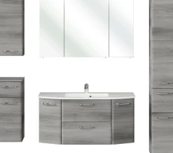 Saphir Badmöbel-Set »Quickset 5-teilig, Mineralmarmor-Waschtisch und LED-Spiegelschrank« 6 Stk. tlg.