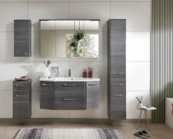 Saphir Badmöbel-Set »Quickset 5-teilig, Mineralmarmor-Waschtisch und LED-Spiegelschrank« 6 Stk. tlg.