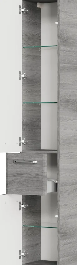 Saphir Badmöbel-Set »Quickset 5-teilig, Mineralmarmor-Waschtisch und LED-Spiegelschrank« 6 Stk. tlg.
