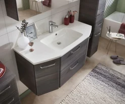 Saphir Badmöbel-Set »Quickset 5-teilig, Mineralmarmor-Waschtisch und LED-Spiegelschrank« 6 Stk. tlg.