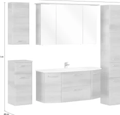 Saphir Badmöbel-Set »Quickset 5-teilig, Mineralmarmor-Waschtisch und LED-Spiegelschrank« 6 Stk. tlg.