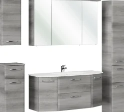 Saphir Badmöbel-Set »Quickset 5-teilig, Mineralmarmor-Waschtisch und LED-Spiegelschrank« 6 Stk. tlg.