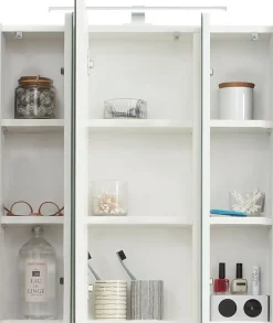 Saphir Badmöbel-Set »Quickset 4-teilig, Waschbeckenunterschrank mit LED-Spiegelschrank« 10 Stk. tlg.