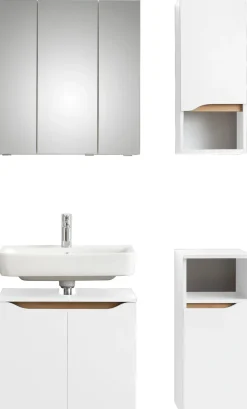 Saphir Badmöbel-Set »Quickset 4-teilig, Waschbeckenunterschrank mit LED-Spiegelschrank« 4 Stk. tlg.