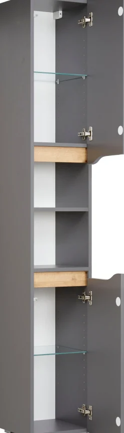 Saphir Badmöbel-Set »Quickset 5-teilig, Waschbeckenunterschrank mit LED-Spiegelschrank« 5 Stk. tlg.