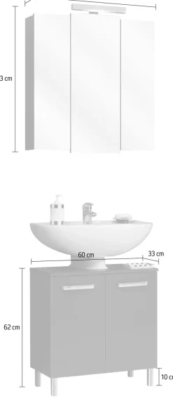Saphir Badmöbel-Set »Quickset 2-teilig, Waschbeckenunterschrank mit LED-Spiegelschrank« 2 Stk. tlg.