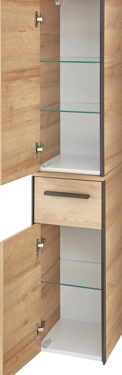 Saphir Badmöbel-Set »Quickset 395 4-teilig, Waschbeckenunterschrank mit LED-Spiegelschrank« 5 Stk. tlg.