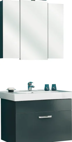 Saphir Badmöbel-Set »Quickset 2-teilig, Keramikwaschtisch mit LED-Spiegelschrank, Bad-Set« 2 Stk. tlg.
