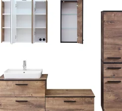 Saphir Badmöbel-Set »Quickset 374 6-teilig Keramik-Aufsatzbecken mit LED-Spiegelschrank« 8 Stk. tlg.