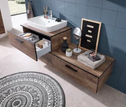 Saphir Badmöbel-Set »Quickset 374 6-teilig Keramik-Aufsatzbecken mit LED-Spiegelschrank« 8 Stk. tlg.