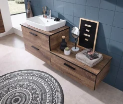 Saphir Badmöbel-Set »Quickset 374 6-teilig Keramik-Aufsatzbecken mit LED-Spiegelschrank« 8 Stk. tlg.
