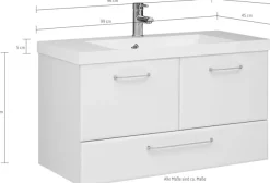 Saphir Badmöbel-Set »Quickset 341 3-teilig, Mineralmarmor-Waschtisch und LED-Spiegelschrank« Set, 3 Stk. tlg.
