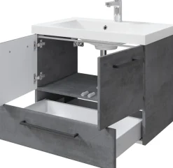 Saphir Badmöbel-Set »Quickset 945 3-teilig, Mineralmarmor-Waschtisch mit LED-Spiegelschrank« 4 Stk. tlg.