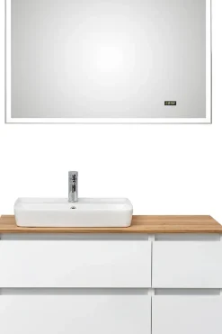 Saphir Badmöbel-Set »Quickset 360 2-teilig, mit Keramik-Aufsatzbecken und LED-Spiegel« Set, 2 Stk. tlg.