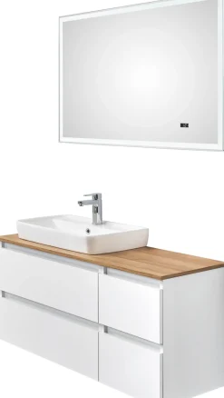 Saphir Badmöbel-Set »Quickset 360 2-teilig, mit Keramik-Aufsatzbecken und LED-Spiegel« Set, 2 Stk. tlg.