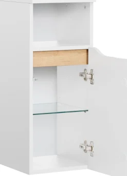 Saphir Badmöbel-Set »Quickset 4-teilig, Keramik-Waschtisch und LED-Spiegelschrank« 6 Stk. tlg.