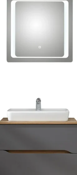 Saphir Badmöbel-Set »Quickset 2-teilig, Keramik-Aufsatzbecken mit LED-Spiegel« 4 Stk. tlg.