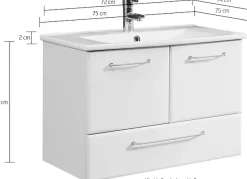 Saphir Badmöbel-Set »Quickset 341 3-teilig, Keramik-Waschtisch und LED-Spiegelschrank« Set, 3 Stk. tlg.