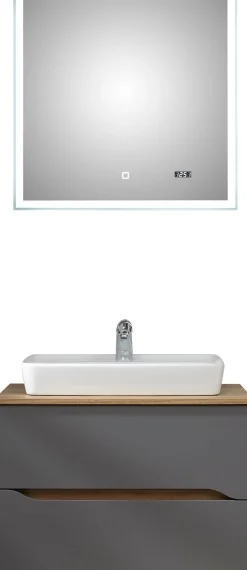 Saphir Badmöbel-Set »Quickset 2-teilig, Keramik-Aufsatzbecken mit LED-Spiegel« 4 Stk. tlg.