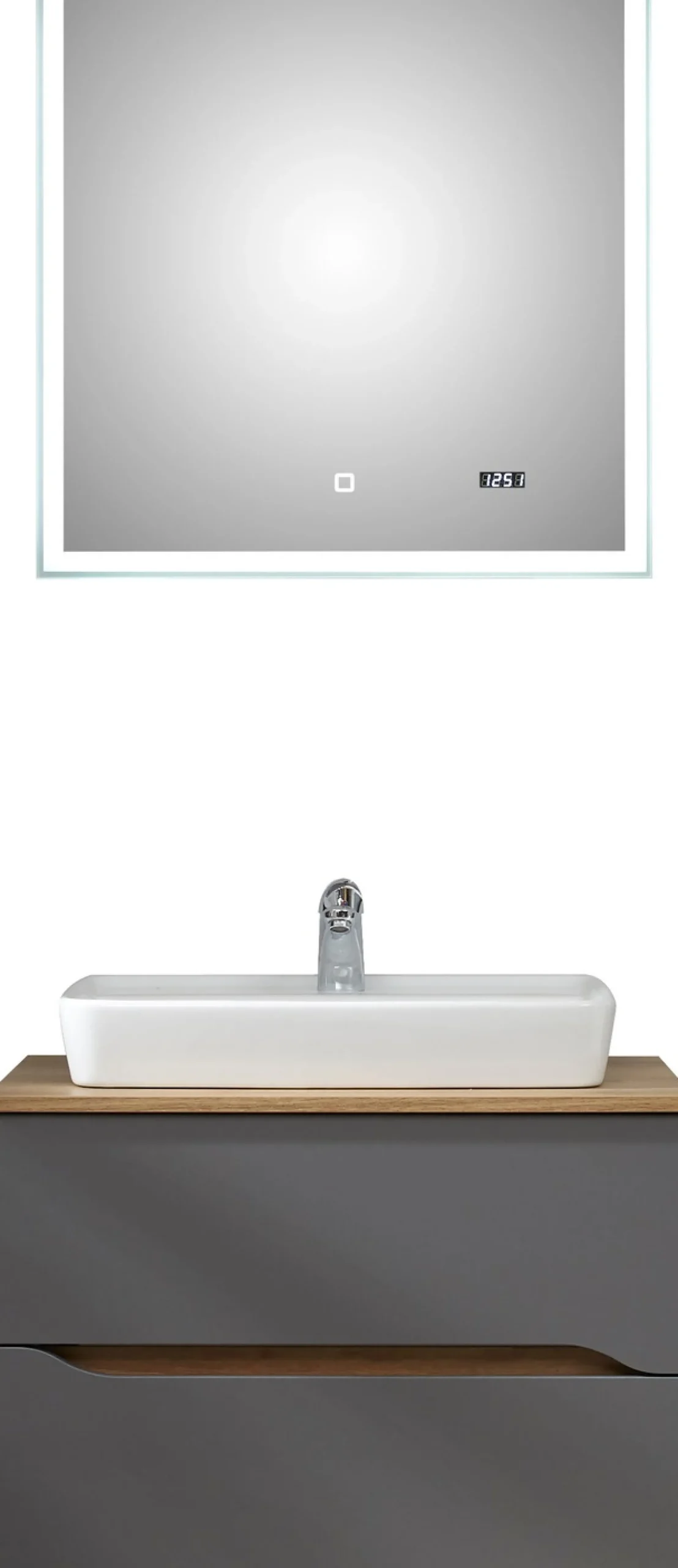 Saphir Badmöbel-Set »Quickset 2-teilig, Keramik-Aufsatzbecken mit LED-Spiegel« 4 Stk. tlg.