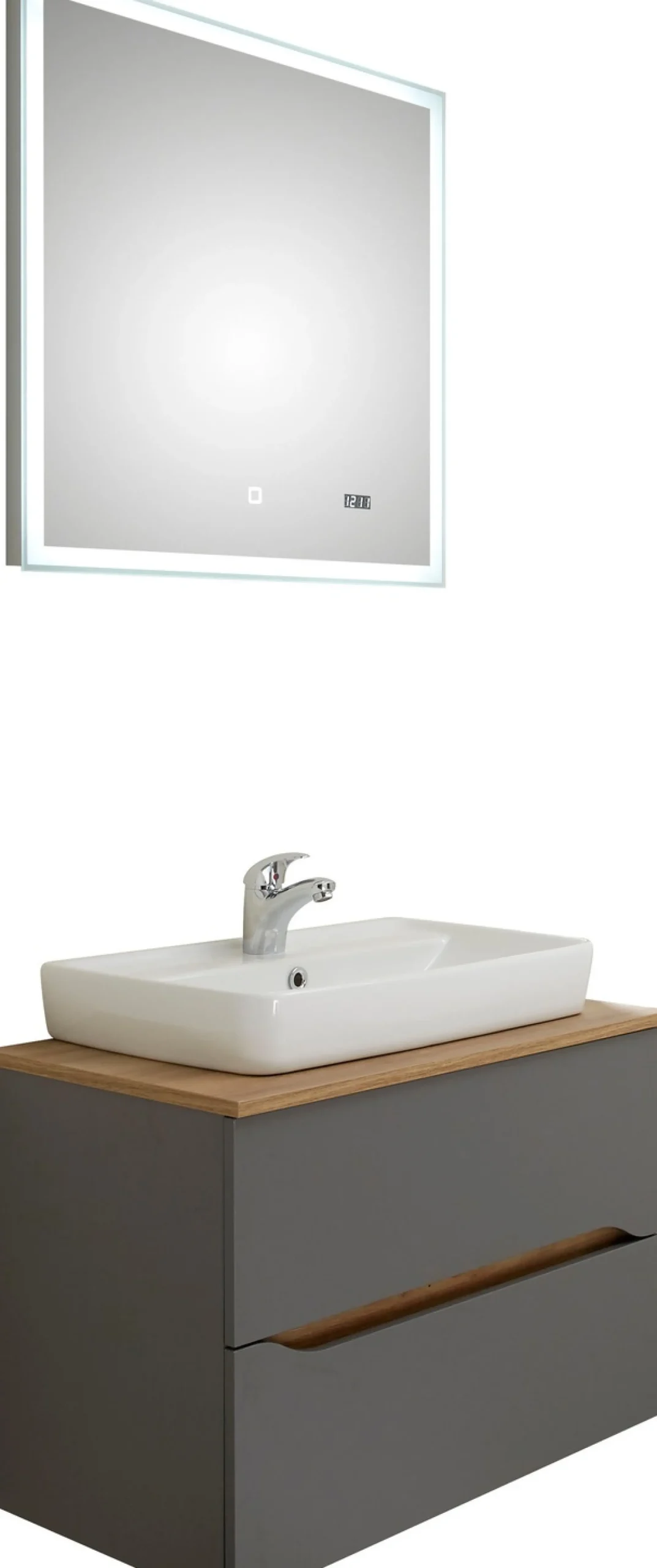 Saphir Badmöbel-Set »Quickset 2-teilig, Keramik-Aufsatzbecken mit LED-Spiegel« 4 Stk. tlg.