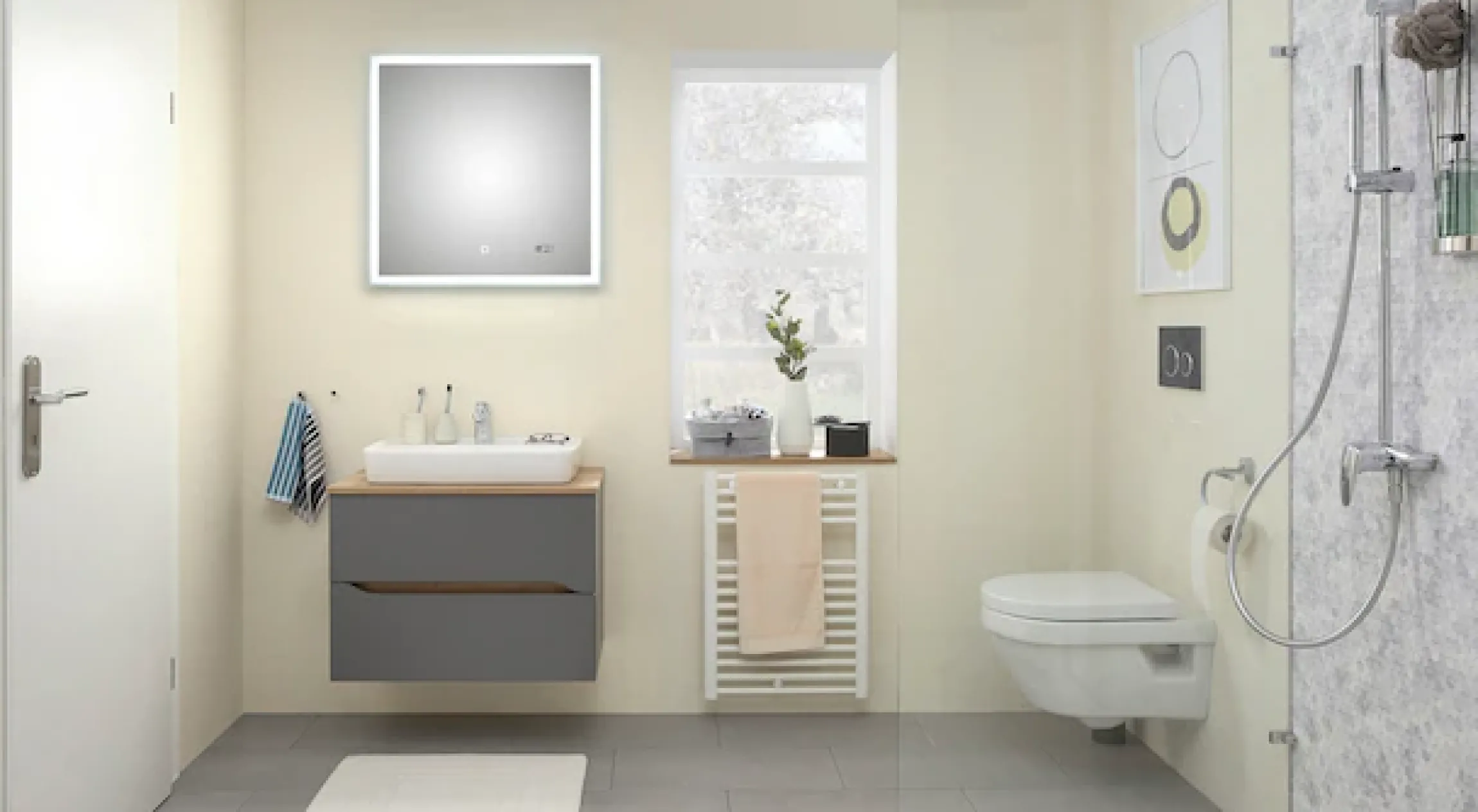 Saphir Badmöbel-Set »Quickset 2-teilig, Keramik-Aufsatzbecken mit LED-Spiegel« 4 Stk. tlg.