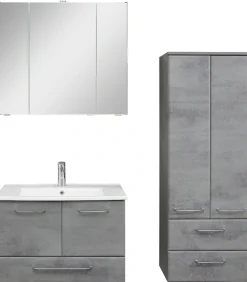 Saphir Badmöbel-Set »Quickset 945 3-teilig, Keramik-Waschtisch mit LED-Spiegelschrank« 4 Stk. tlg.