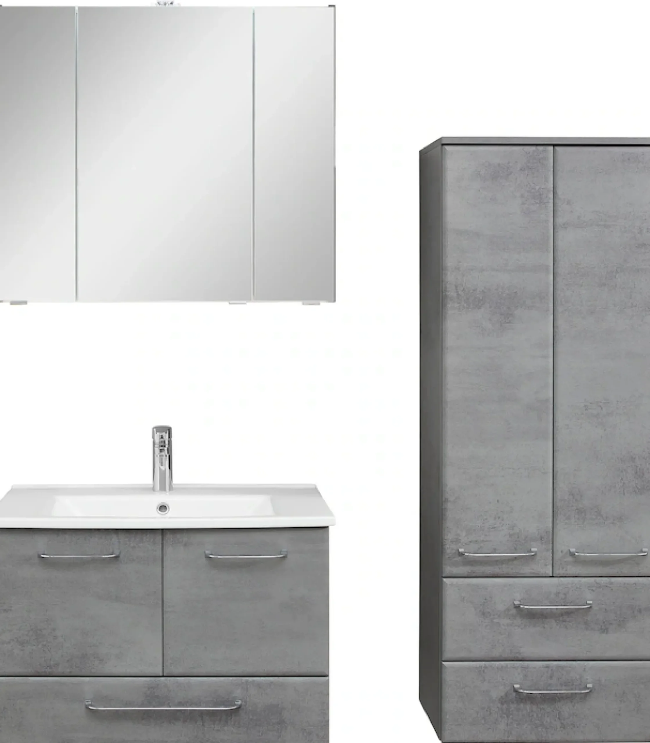 Saphir Badmöbel-Set »Quickset 945 3-teilig, Keramik-Waschtisch mit LED-Spiegelschrank« 4 Stk. tlg.