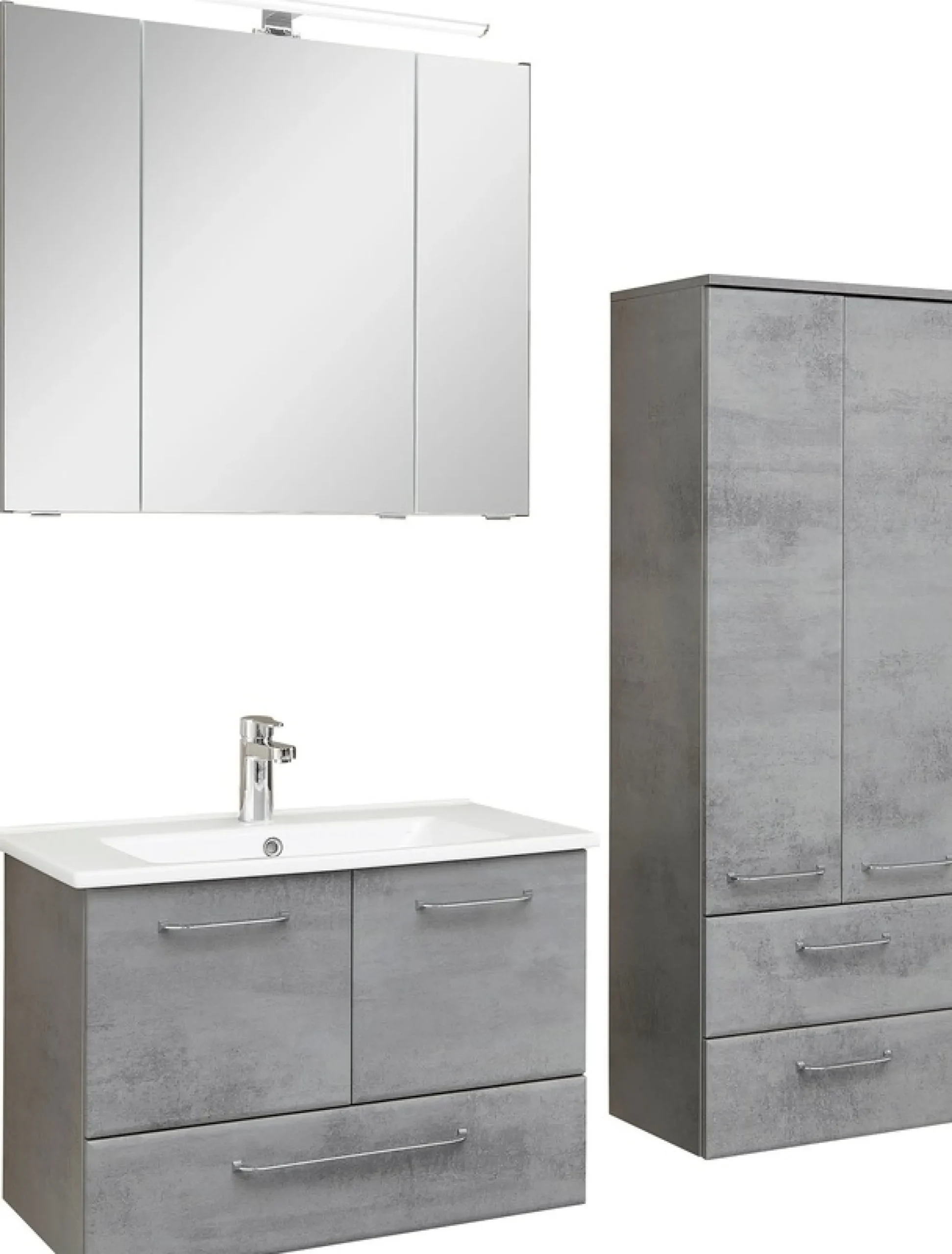 Saphir Badmöbel-Set »Quickset 945 3-teilig, Keramik-Waschtisch mit LED-Spiegelschrank« 4 Stk. tlg.