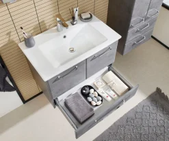 Saphir Badmöbel-Set »Quickset 945 3-teilig, Keramik-Waschtisch mit LED-Spiegelschrank« 4 Stk. tlg.