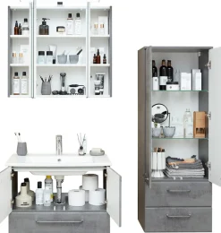 Saphir Badmöbel-Set »Quickset 945 3-teilig, Keramik-Waschtisch mit LED-Spiegelschrank« 4 Stk. tlg.