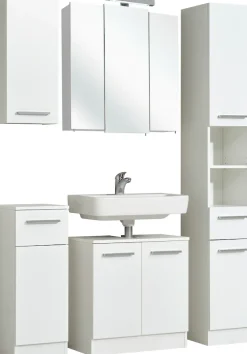 Saphir Badmöbel-Set »Quickset 335 5-teilig, Waschbeckenunterschrank mit LED-Spiegelschrank« 5 Stk. tlg.