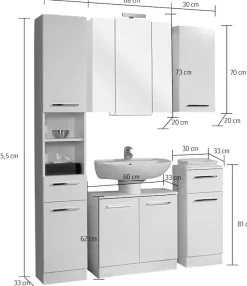 Saphir Badmöbel-Set »Quickset 335 5-teilig, Waschbeckenunterschrank mit LED-Spiegelschrank« 5 Stk. tlg.