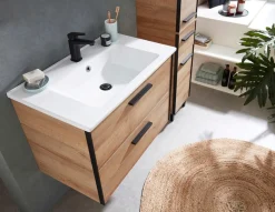 Saphir Badmöbel-Set »Quickset 395 2-teilig, Keramik-Waschtisch mit LED-Spiegelschrank« 2 Stk. tlg.