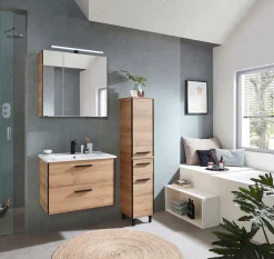 Saphir Badmöbel-Set »Quickset 395 2-teilig, Keramik-Waschtisch mit LED-Spiegelschrank« 2 Stk. tlg.