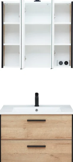 Saphir Badmöbel-Set »Quickset 395 2-teilig, Keramik-Waschtisch mit LED-Spiegelschrank« 2 Stk. tlg.