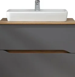 Saphir Badmöbel-Set »Quickset 5-teilig, Keramik-Aufsatzbecken mit LED-Spiegel« 8 Stk. tlg.