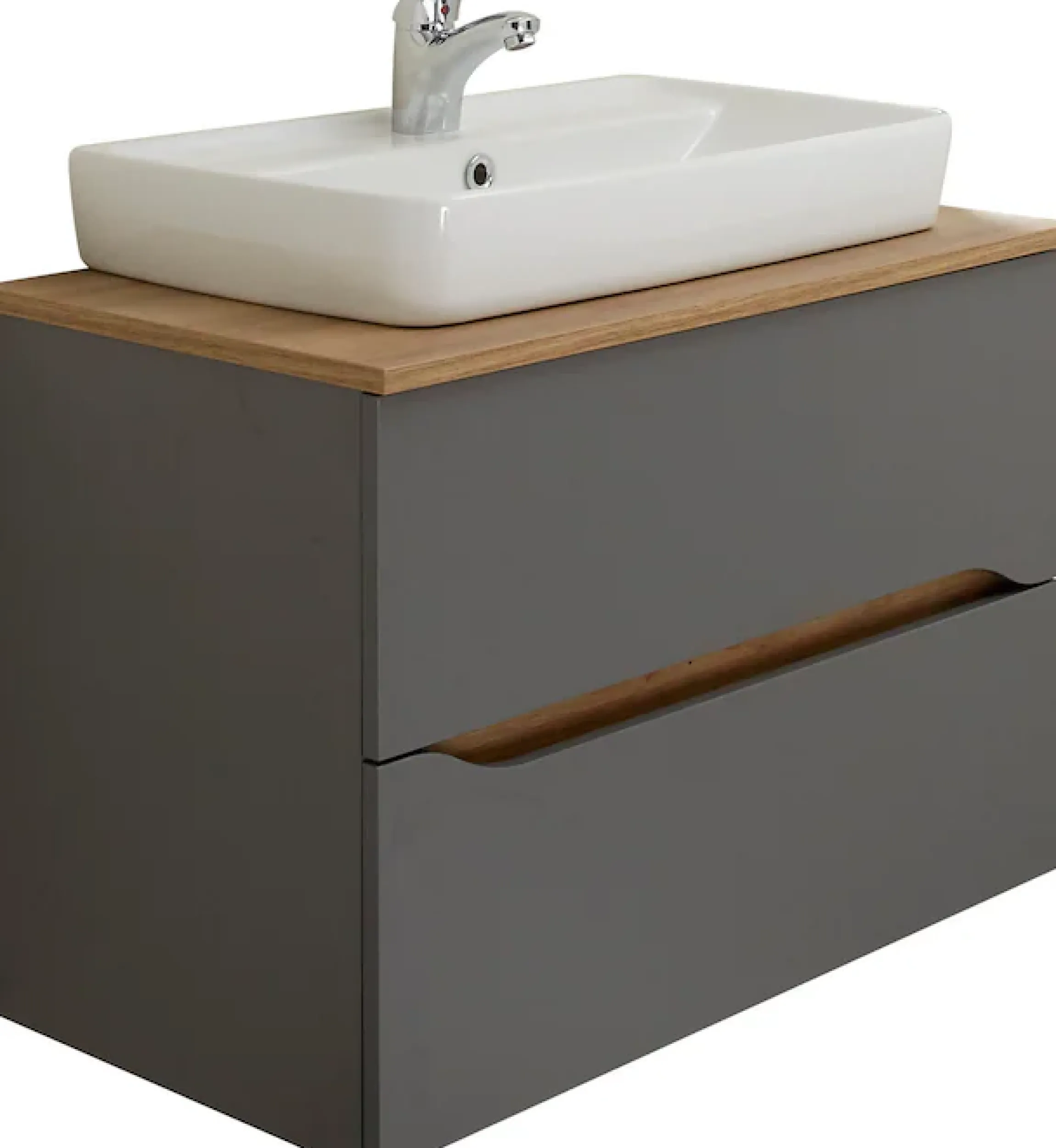 Saphir Badmöbel-Set »Quickset 5-teilig, Keramik-Aufsatzbecken mit LED-Spiegel« 8 Stk. tlg.