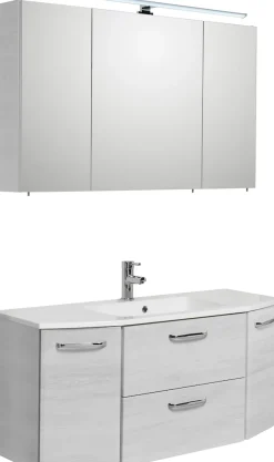 Saphir Badmöbel-Set »Quickset 2-teilig, Mineralmarmor-Waschtisch mit LED-Spiegelschrank« Set, 2 Stk. tlg.