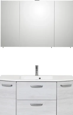 Saphir Badmöbel-Set »Quickset 2-teilig, Mineralmarmor-Waschtisch mit LED-Spiegelschrank« Set, 2 Stk. tlg.