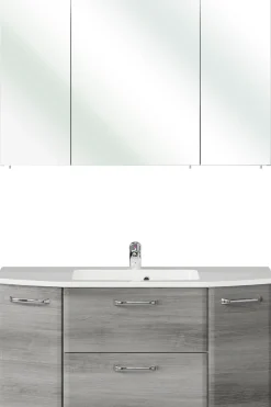 Saphir Badmöbel-Set »Quickset 2-teilig, Mineralmarmor-Waschtisch mit LED-Spiegelschrank« 2 Stk. tlg.
