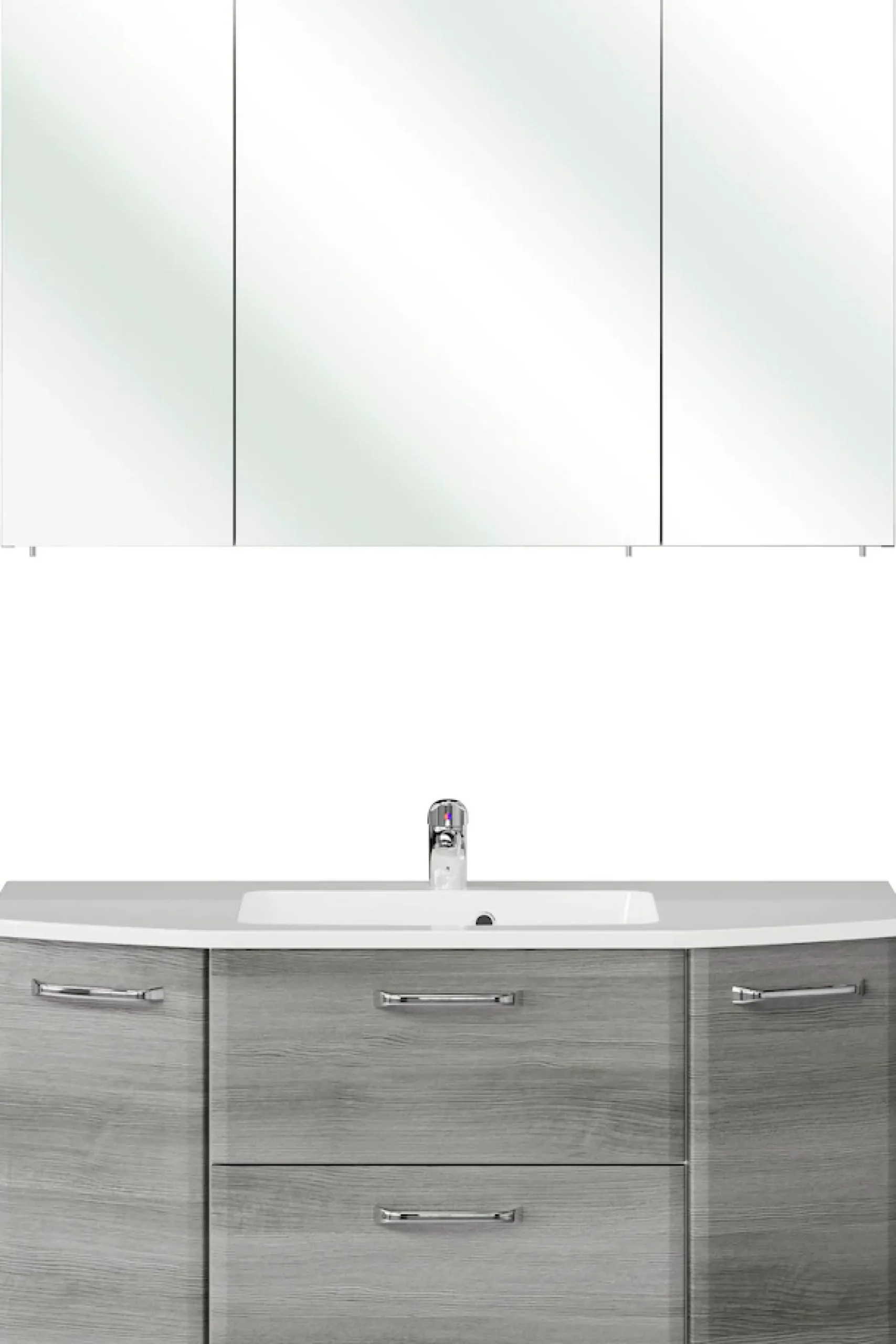 Saphir Badmöbel-Set »Quickset 2-teilig, Mineralmarmor-Waschtisch mit LED-Spiegelschrank« 2 Stk. tlg.