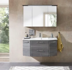 Saphir Badmöbel-Set »Quickset 2-teilig, Mineralmarmor-Waschtisch mit LED-Spiegelschrank« 2 Stk. tlg.