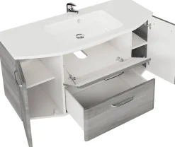 Saphir Badmöbel-Set »Quickset 2-teilig, Mineralmarmor-Waschtisch mit LED-Spiegelschrank« 2 Stk. tlg.