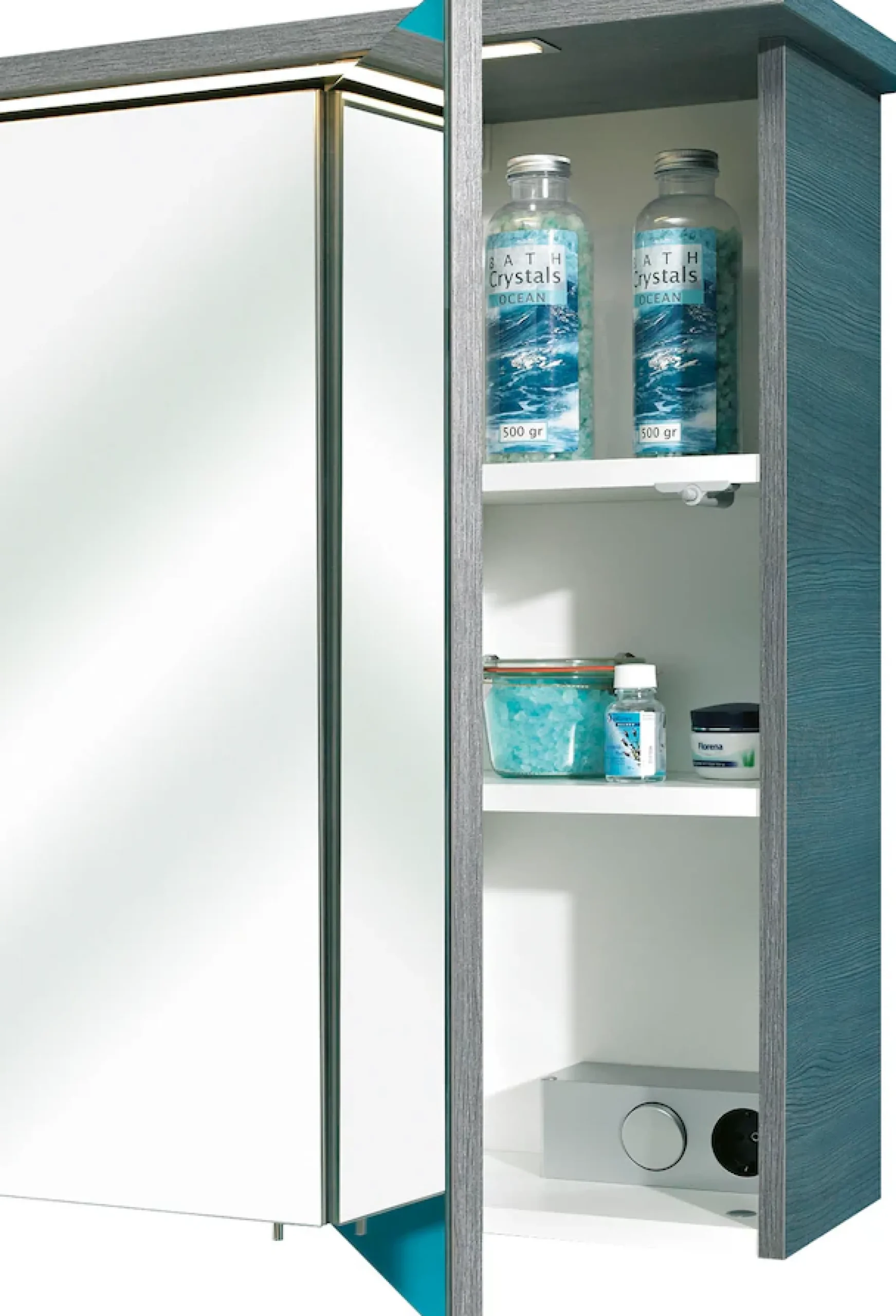 Saphir Badmöbel-Set »Quickset 2-teilig, Mineralmarmor-Waschtisch mit LED-Spiegelschrank« 2 Stk. tlg.