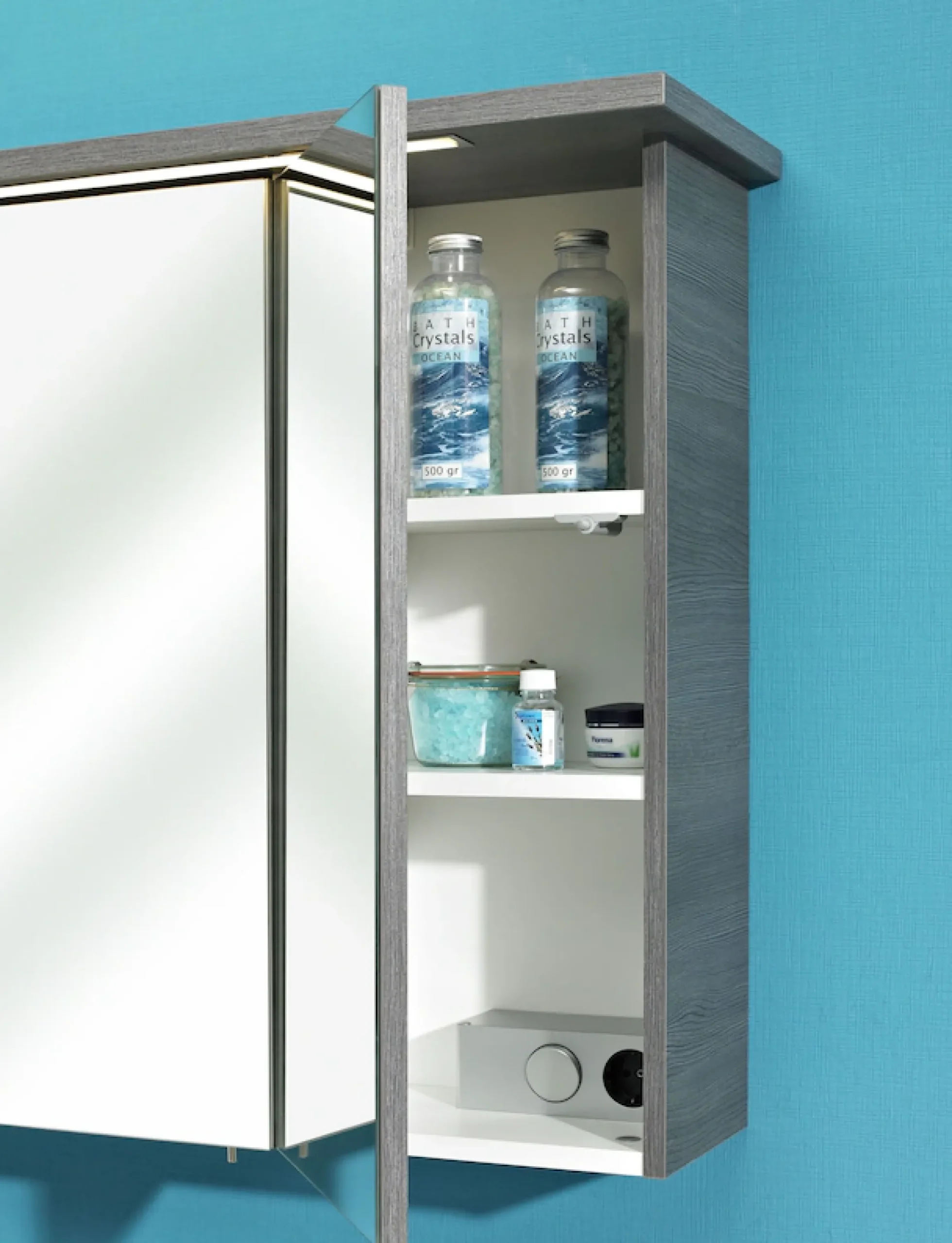 Saphir Badmöbel-Set »Quickset 2-teilig, Mineralmarmor-Waschtisch mit LED-Spiegelschrank« 2 Stk. tlg.