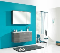 Saphir Badmöbel-Set »Quickset 2-teilig, Mineralmarmor-Waschtisch mit LED-Spiegelschrank« 2 Stk. tlg.