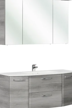 Saphir Badmöbel-Set »Quickset 2-teilig, Mineralmarmor-Waschtisch mit LED-Spiegelschrank« 2 Stk. tlg.